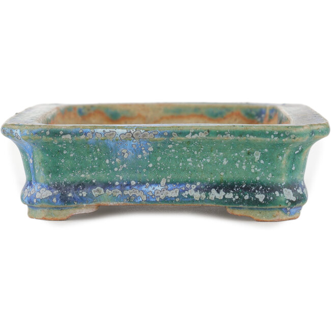 Rectangular green bonsai pot by Koyou - 166 x 118 x 32 mm