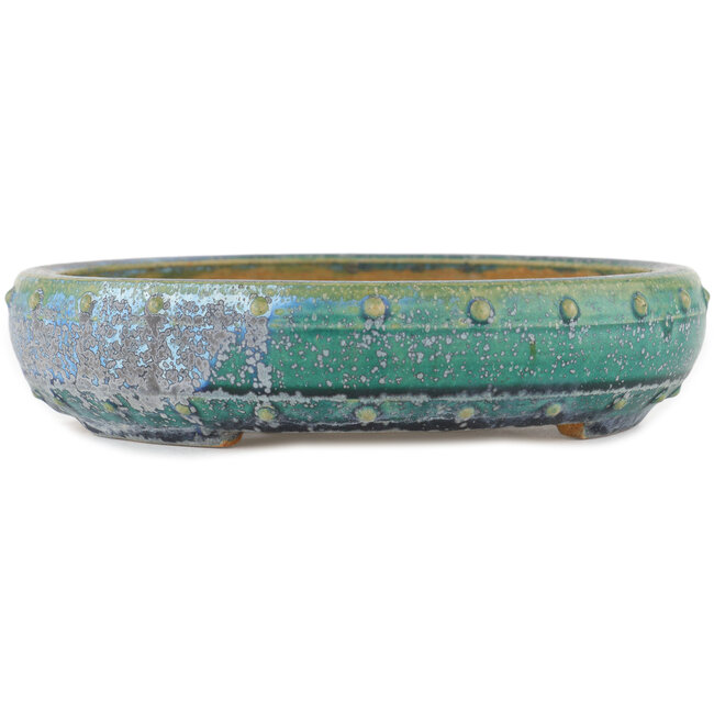 Round green bonsai pot by Koyou - 190 x 190 x 40 mm