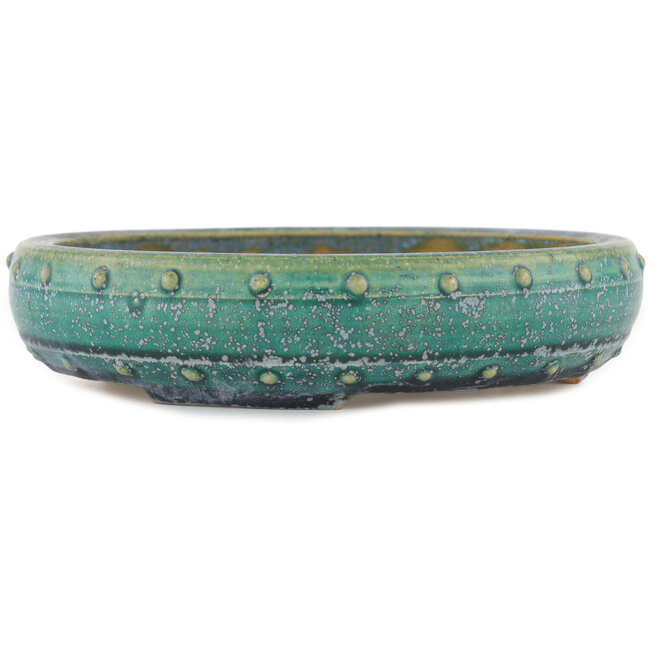 Ronde groene bonsaipot van Koyou - 190 x 190 x 40 mm