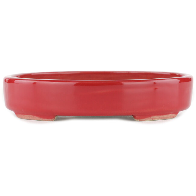 Oval red bonsai pot - 168 x 143 x 32 mm