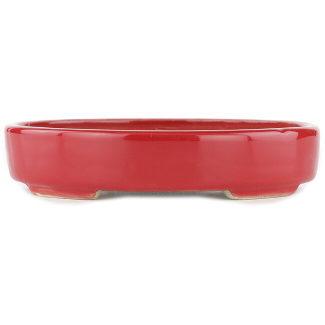 Oval red bonsai pot - 168 x 143 x 32 mm