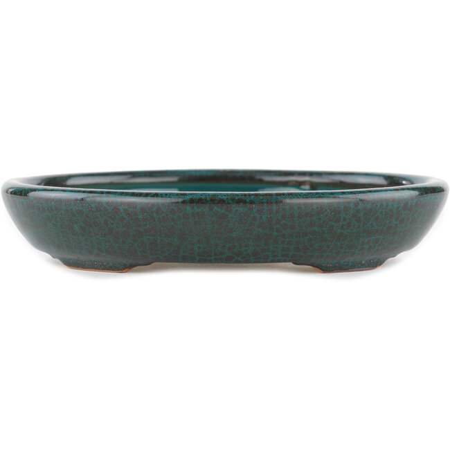 Oval green bonsai pot - 171 x 146 x 28 mm