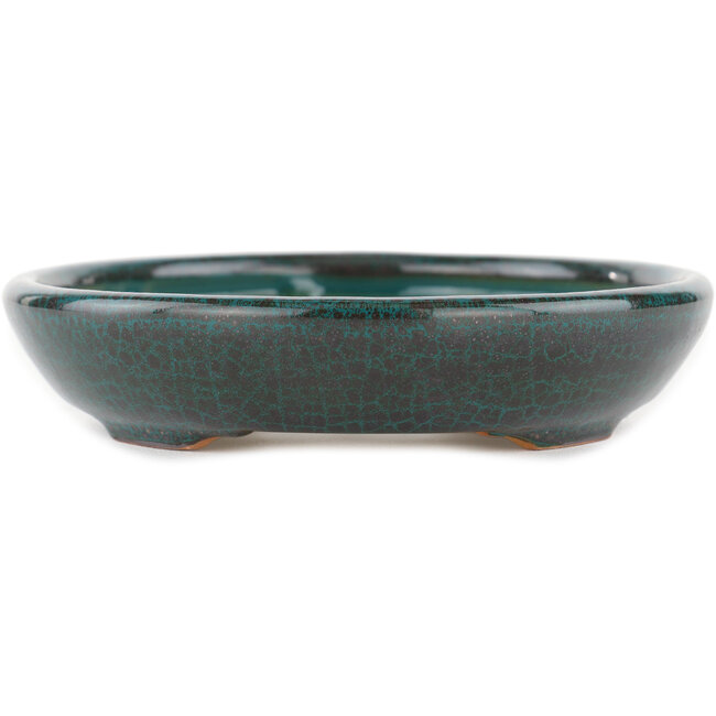 Pot à bonsaï vert ovale - 171 x 146 x 28 mm