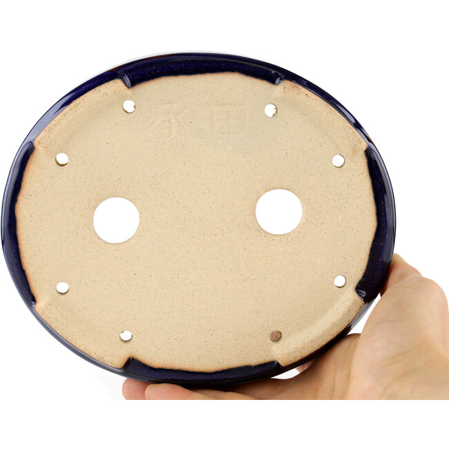 Ovaler blauer Bonsaitopf – 168 x 143 x 32 mm