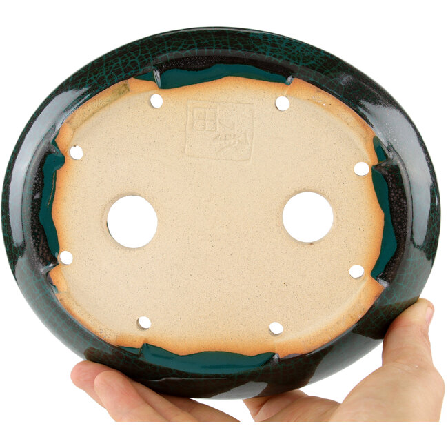 Ovaler blauer Bonsaitopf – 171 x 146 x 28 mm