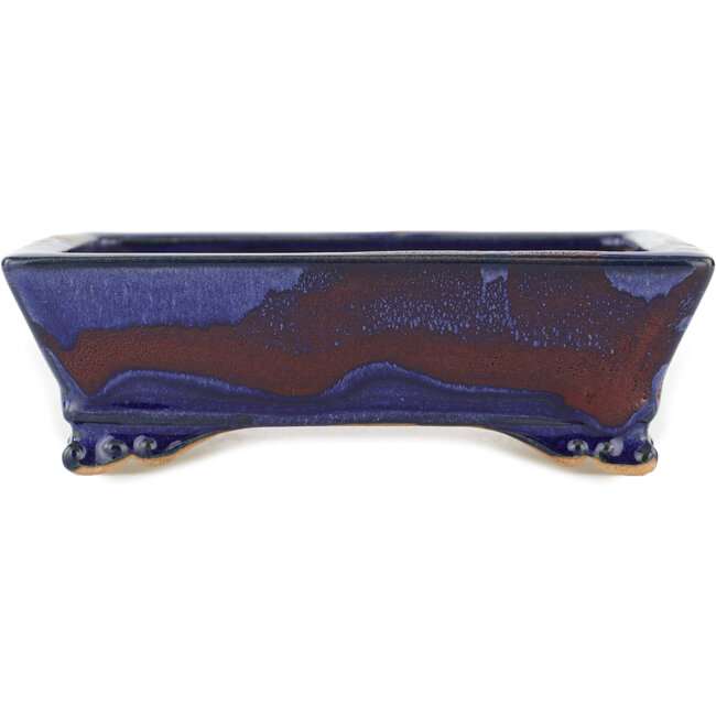 Rectangular blue bonsai pot - 140 x 112 x 45 mm