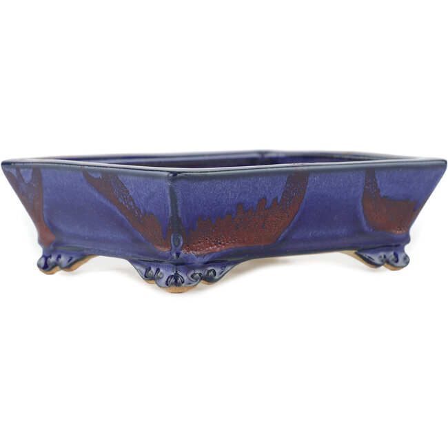 Rectangular blue bonsai pot - 140 x 112 x 45 mm