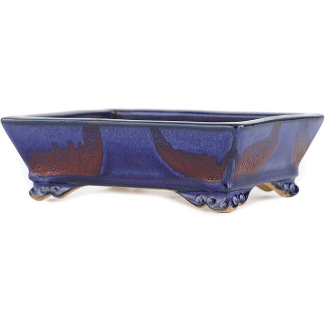 Rectangular blue bonsai pot - 140 x 112 x 45 mm