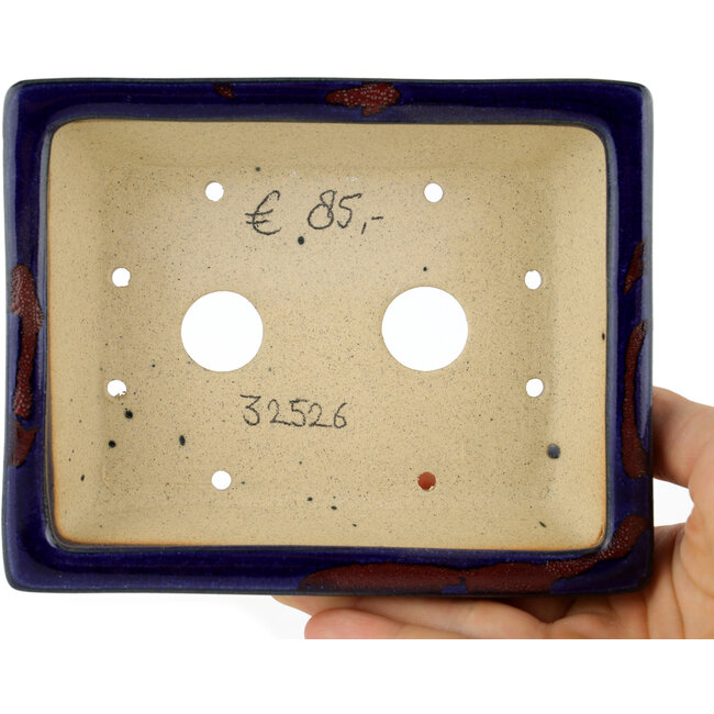 Rechthoekige blauwe bonsaipot - 140 x 112 x 45 mm