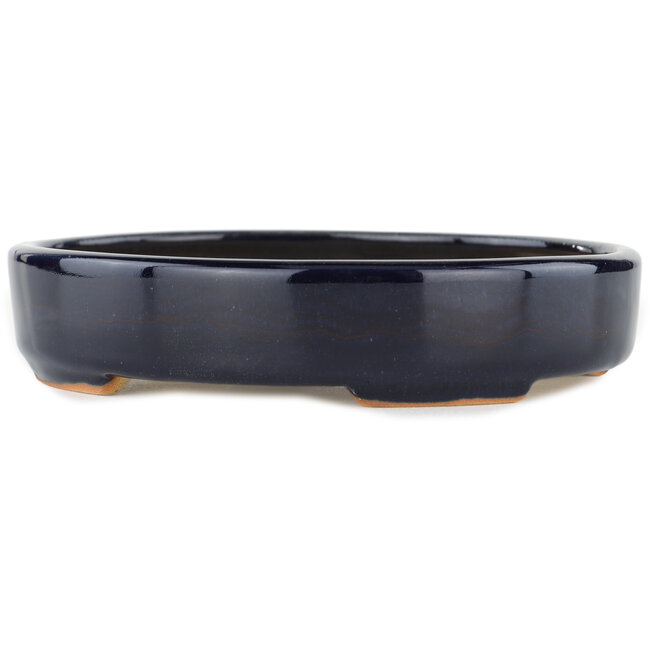 Oval blue bonsai pot - 170 x 145 x 35 mm
