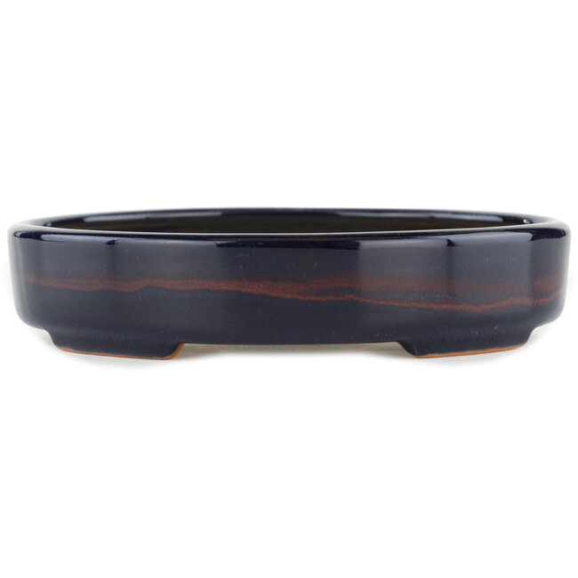 Oval blue bonsai pot - 170 x 145 x 35 mm