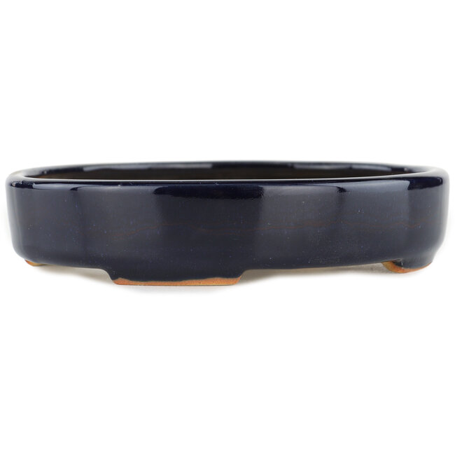 Oval blue bonsai pot - 170 x 145 x 35 mm