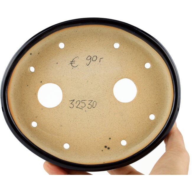 Pot à bonsaï ovale bleu - 170 x 145 x 35 mm