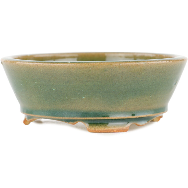 Round green bonsai pot - 120 x 120 x 45 mm