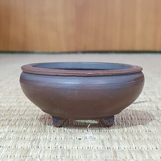 Bigei - Hirata Atsumi 50 mm  unglazed bonsai pot by Bigei, Tokoname, Japan