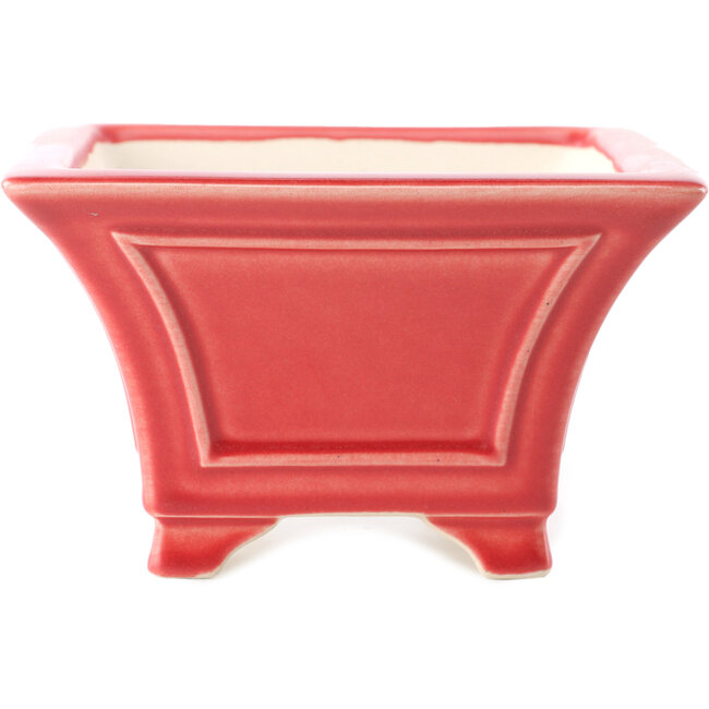 Pot à bonsaï carré rouge par Yixing - 150 x 150 x 90 mm