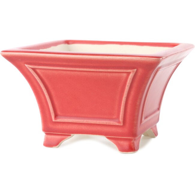 Vaso bonsai quadrato rosso di Yixing - 150 x 150 x 90 mm