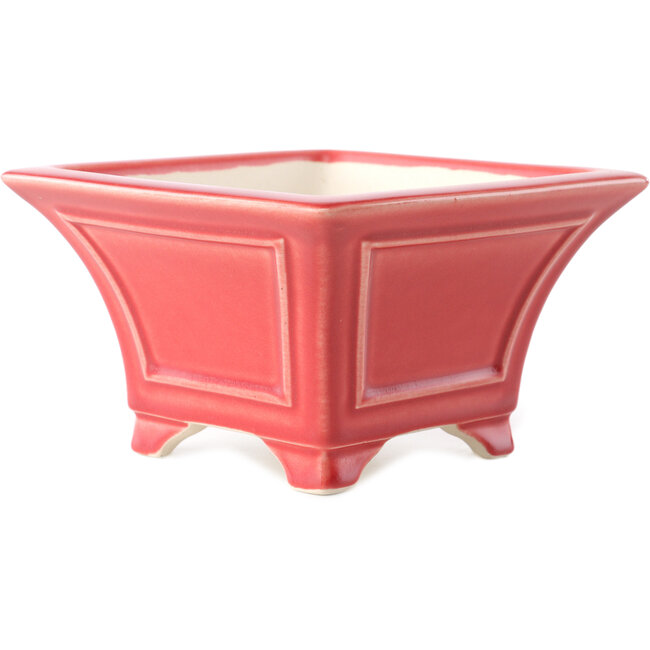 Vaso bonsai quadrato rosso di Yixing - 150 x 150 x 90 mm