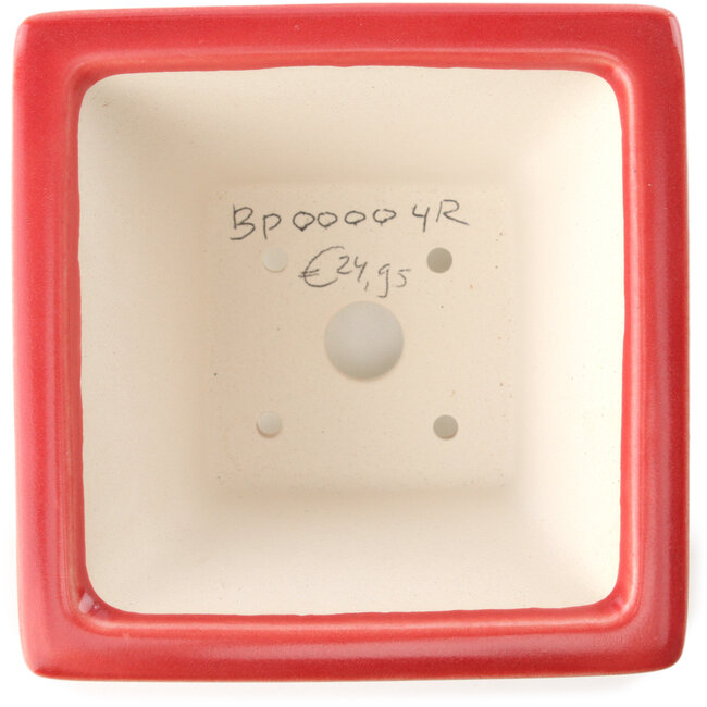 Pot à bonsaï carré rouge par Yixing - 150 x 150 x 90 mm