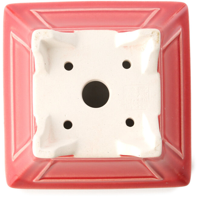 Maceta cuadrada para bonsái roja de Yixing - 150 x 150 x 90 mm