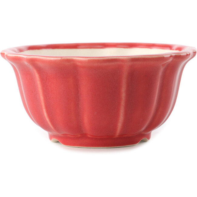 Round red bonsai pot by Yixing - 135 x 135 x 65 mm