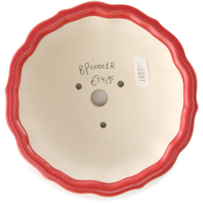 Pot à bonsaï rond rouge par Yixing - 135 x 135 x 65 mm