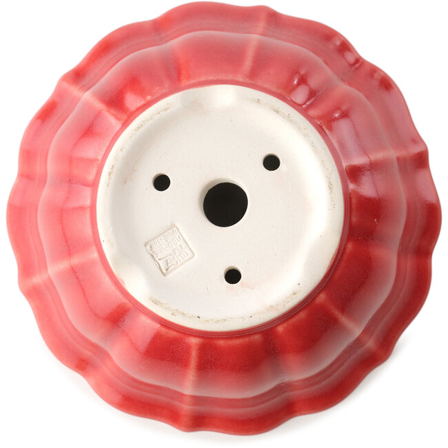 Vaso bonsai rotondo rosso di Yixing - 135 x 135 x 65 mm