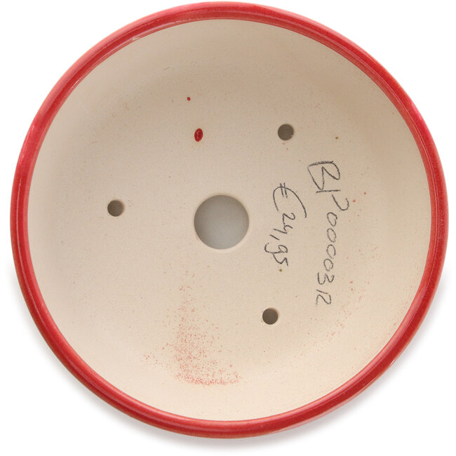 Round red bonsai pot by Yixing - 145 x 145 x 65 mm