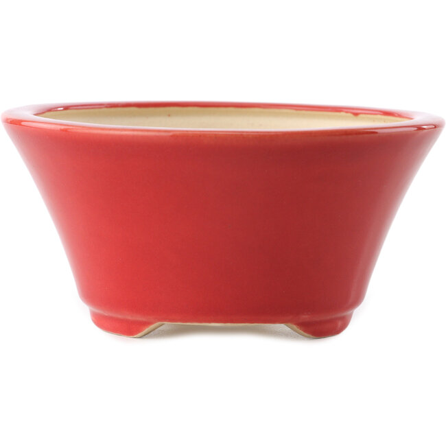 Maceta redonda para bonsái roja de Yixing - 135 x 135 x 65 mm