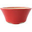 Round red bonsai pot by Yixing - 135 x 135 x 65 mm