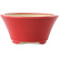 Round red bonsai pot by Yixing - 135 x 135 x 65 mm