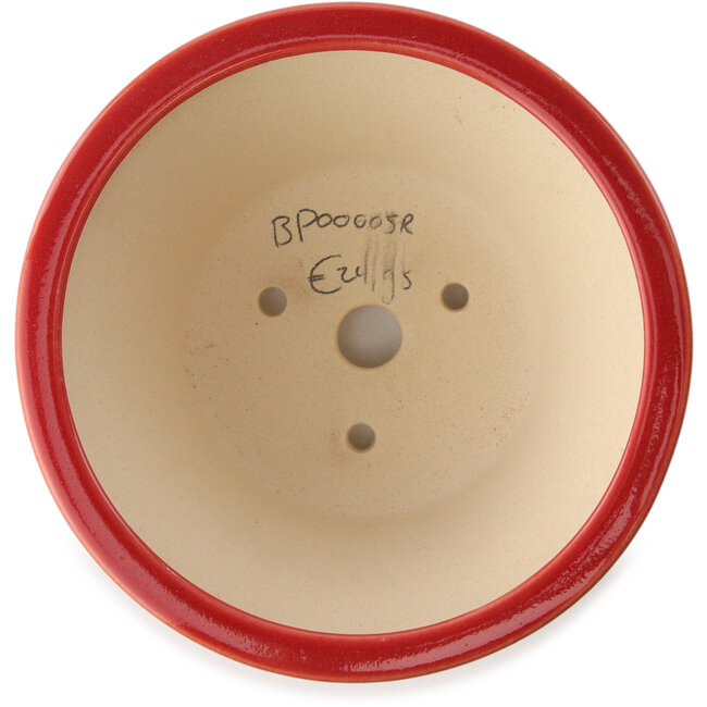 Round red bonsai pot by Yixing - 135 x 135 x 65 mm