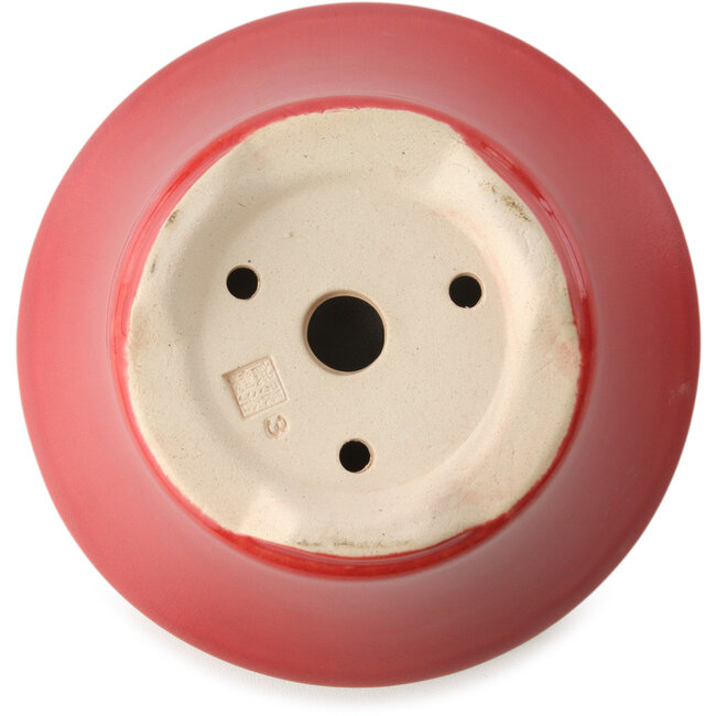Maceta redonda para bonsái roja de Yixing - 135 x 135 x 65 mm