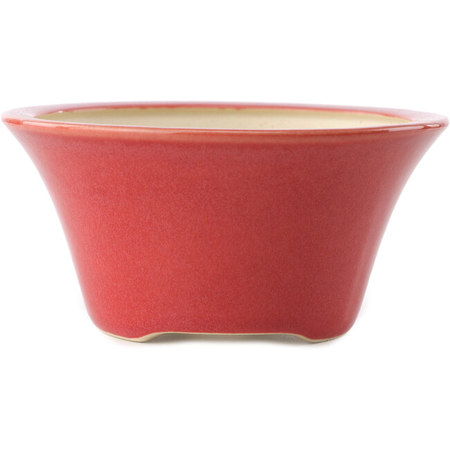 Round red bonsai pot by Yixing - 160 x 160 x 80 mm