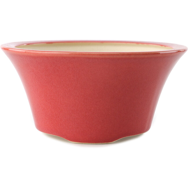 Round red bonsai pot by Yixing - 160 x 160 x 80 mm