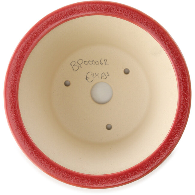 Maceta redonda para bonsái roja de Yixing - 160 x 160 x 80 mm