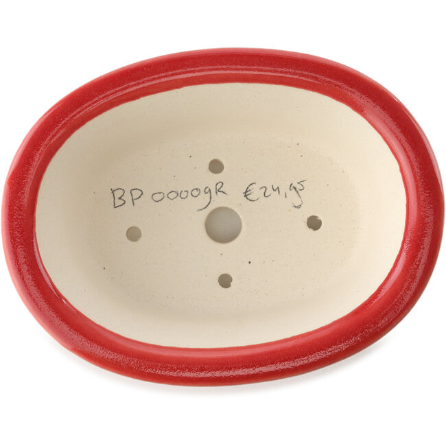 Maceta ovalada para bonsái roja de Yixing - 170 x 130 x 60 mm