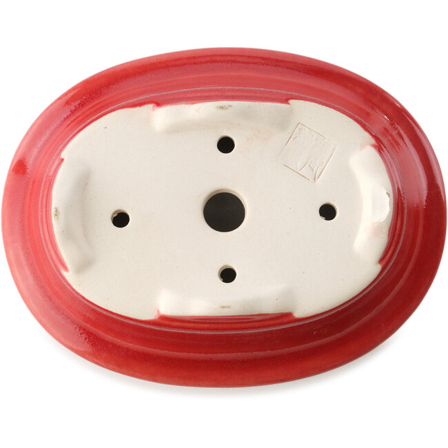 Pot à bonsaï ovale rouge par Yixing - 170 x 130 x 60 mm