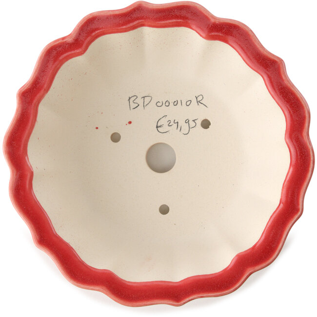 Maceta redonda para bonsái roja de Yixing - 170 x 170 x 60 mm