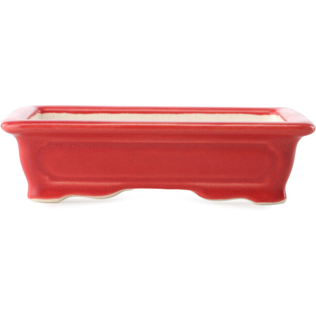 Pot à bonsaï rouge rectangulaire par Yixing - 180 x 125 x 60 mm