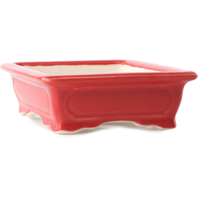 Maceta rectangular para bonsái roja de Yixing - 180 x 125 x 60 mm
