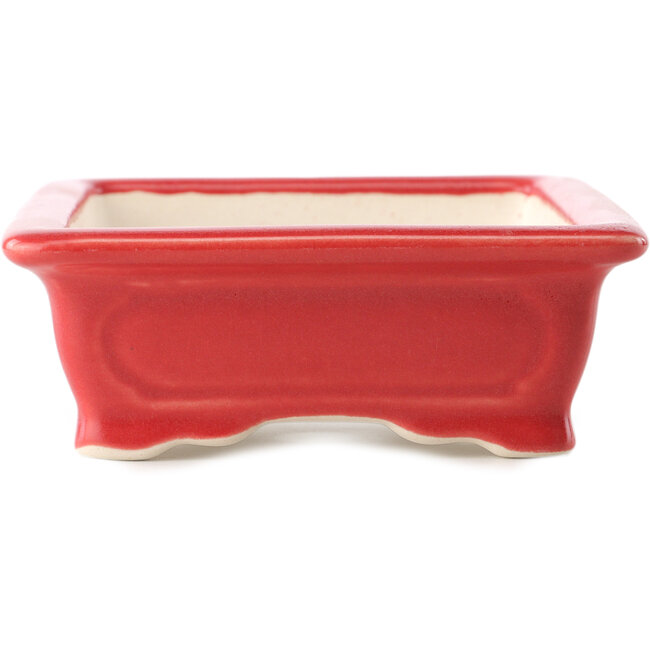 Maceta rectangular para bonsái roja de Yixing - 180 x 125 x 60 mm