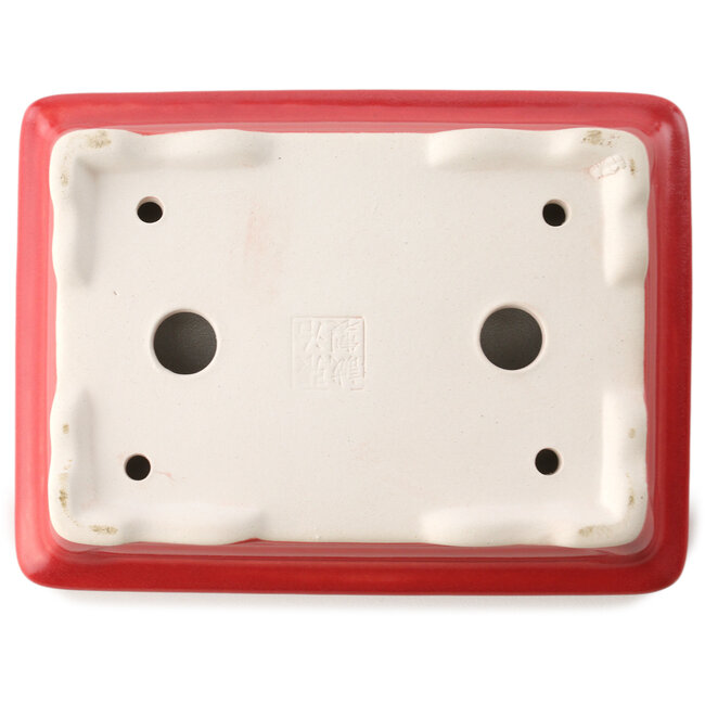 Pot à bonsaï rouge rectangulaire par Yixing - 180 x 125 x 60 mm