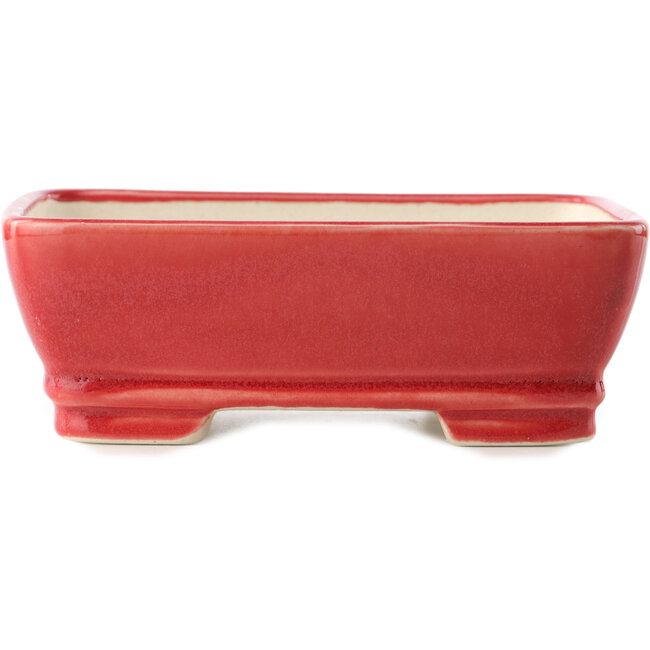 Maceta rectangular para bonsái roja de Yixing - 180 x 140 x 60 mm