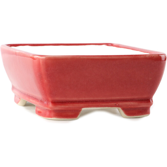 Rectangular red bonsai pot by Yixing - 180 x 140 x 60 mm