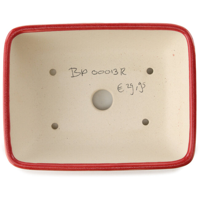 Pot à bonsaï rouge rectangulaire par Yixing - 180 x 140 x 60 mm