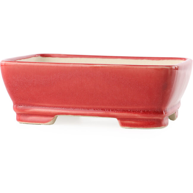 Pot à bonsaï rouge rectangulaire par Yixing - 180 x 140 x 60 mm