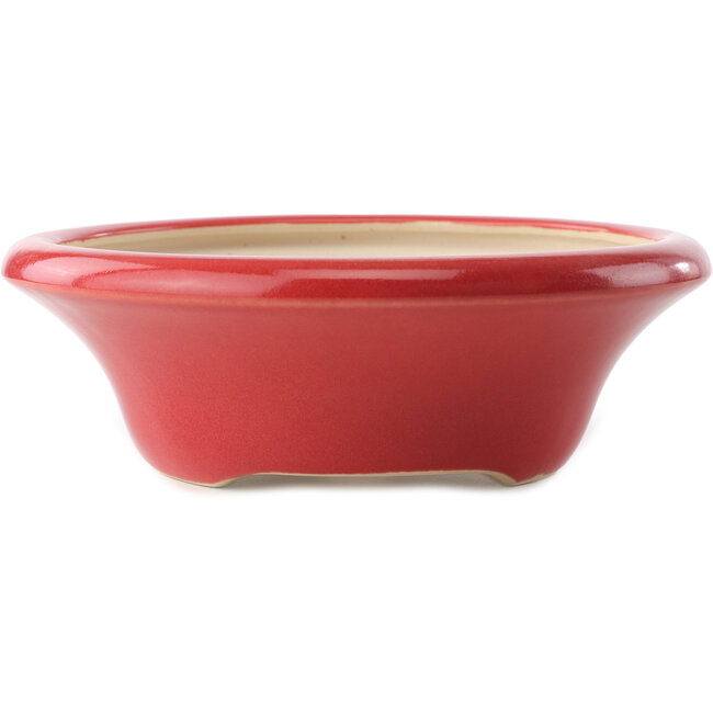 Vaso bonsai rotondo rosso di Yixing - 215 x 215 x 75 mm