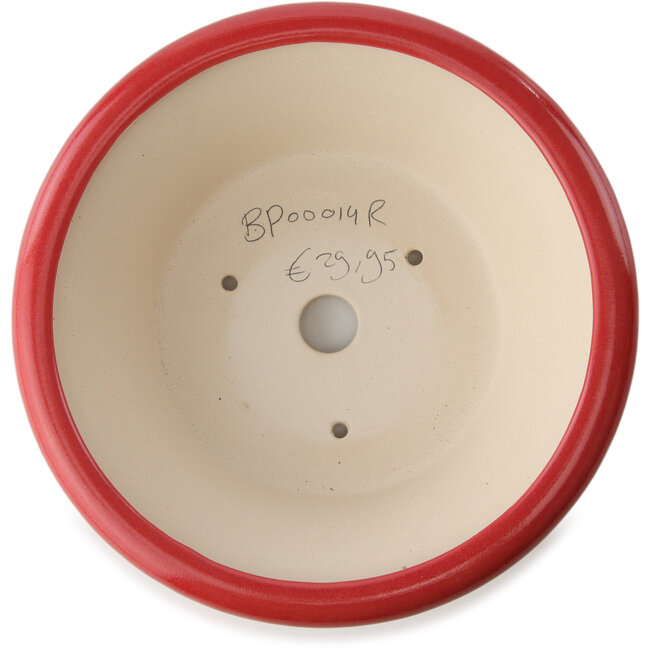 Pot à bonsaï rond rouge par Yixing - 215 x 215 x 75 mm