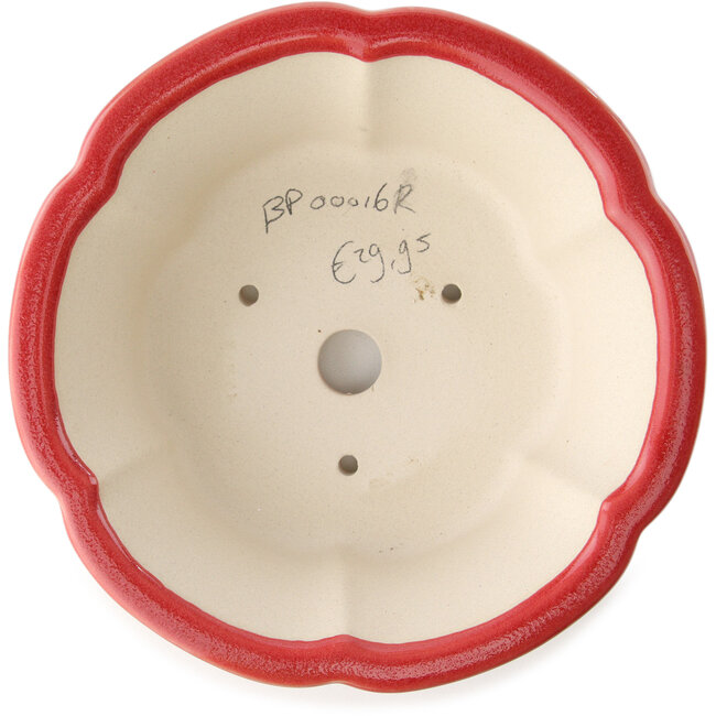 Maceta redonda para bonsái roja de Yixing - 205 x 205 x 65 mm